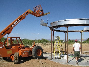 Skirt getting bolted into position