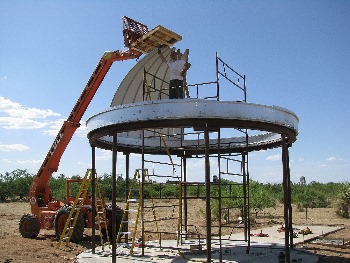 Individual panels being slid into position